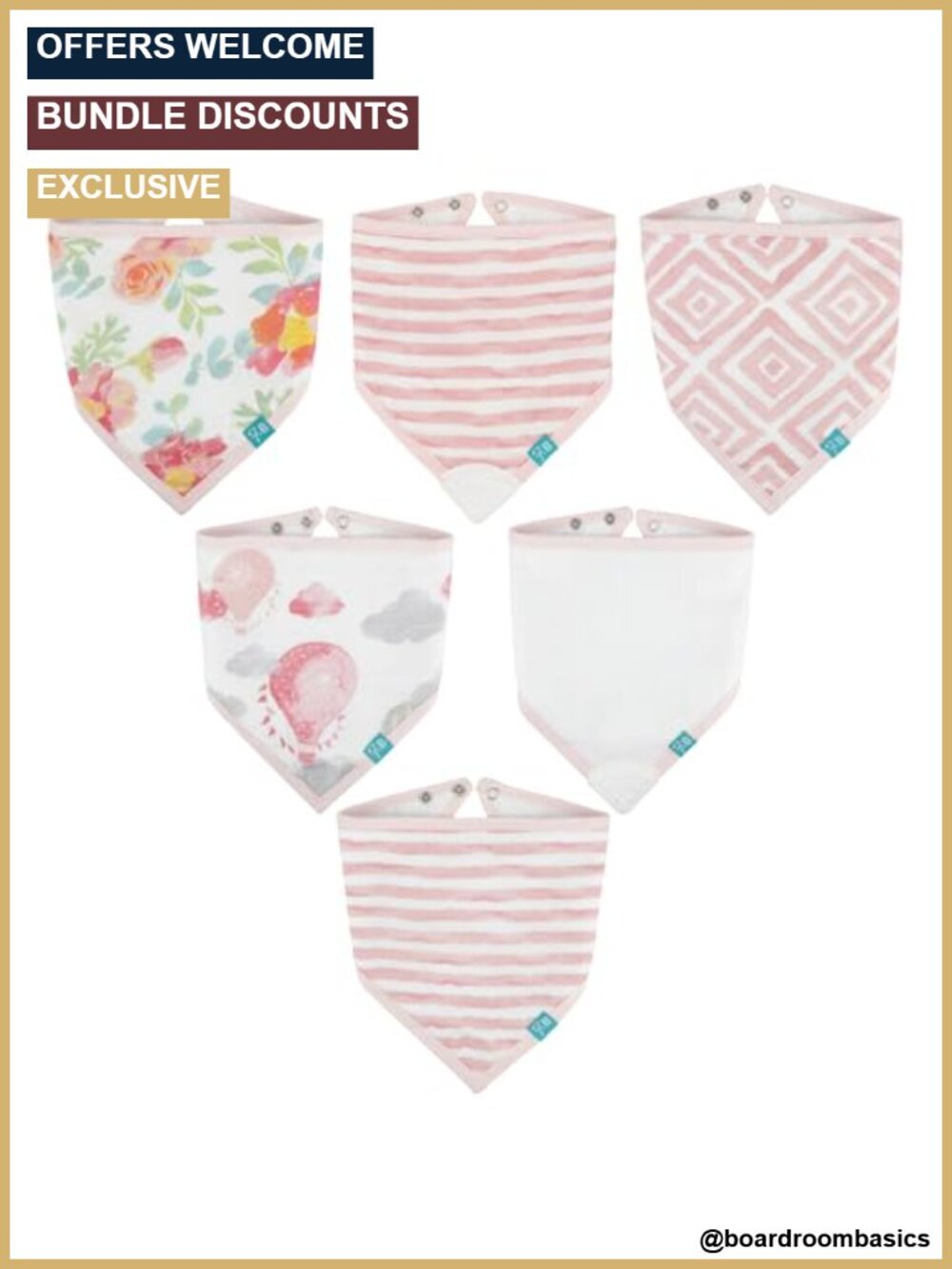 Muslin Baby Bibs 100% Cotton Set of 6 Drooling Teething Bibs